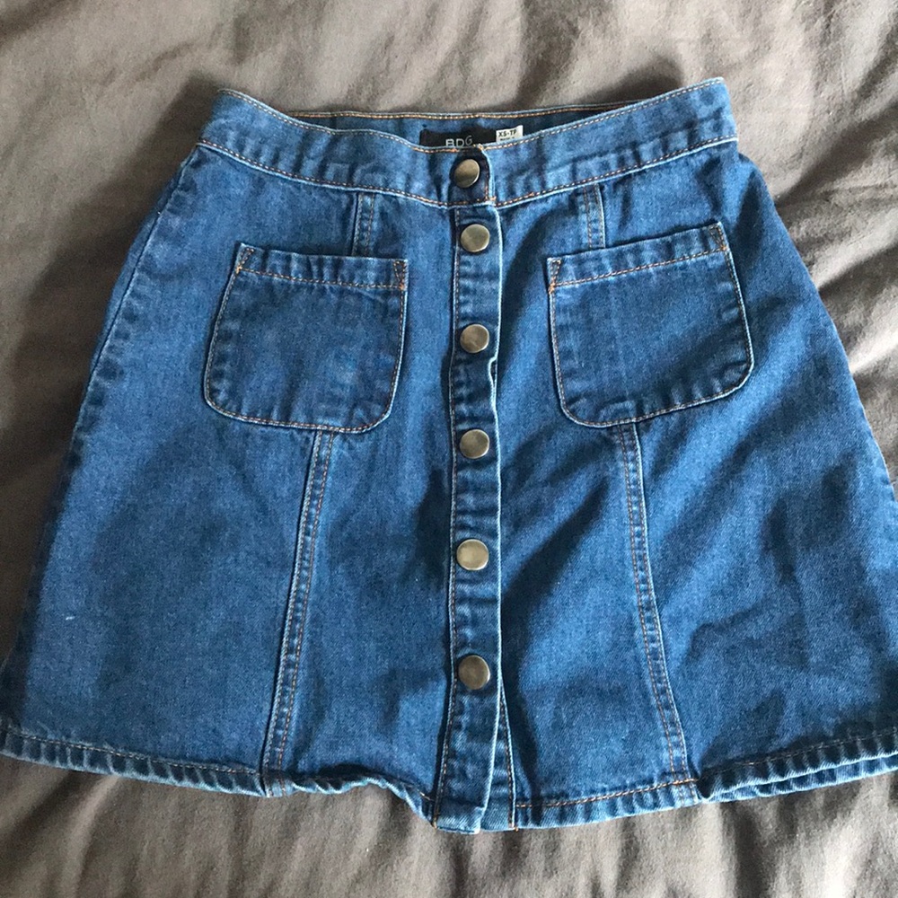 BDG Button-Front Denim Skirt